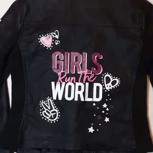 JUSTICE faux leather girls power jacket 12/14